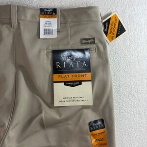 Wrangler Riata Chino Pants Men 36x30 Beige Flat Front Relaxed Western Cowboy NWT